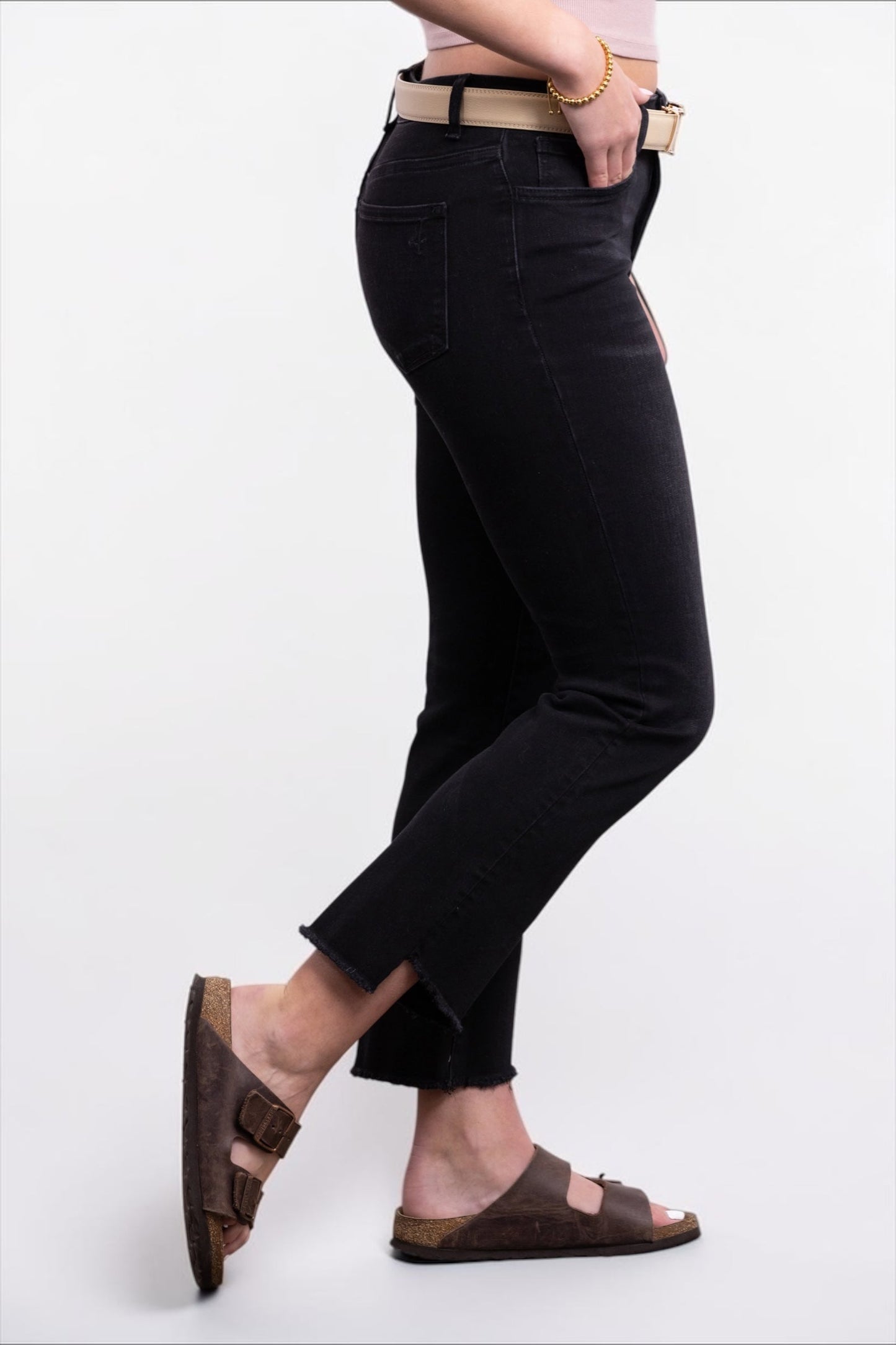 The Knox Mid-Rise Tummy Control Cropped Bootcut Jeans - Vintage Black