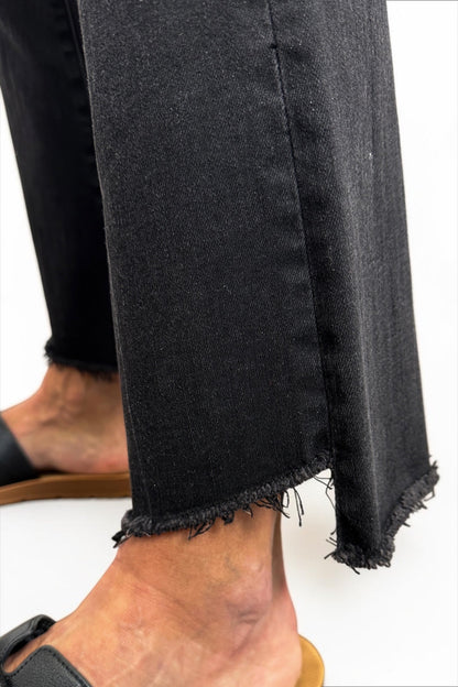 The Knox Mid-Rise Tummy Control Cropped Bootcut Jeans - Vintage Black