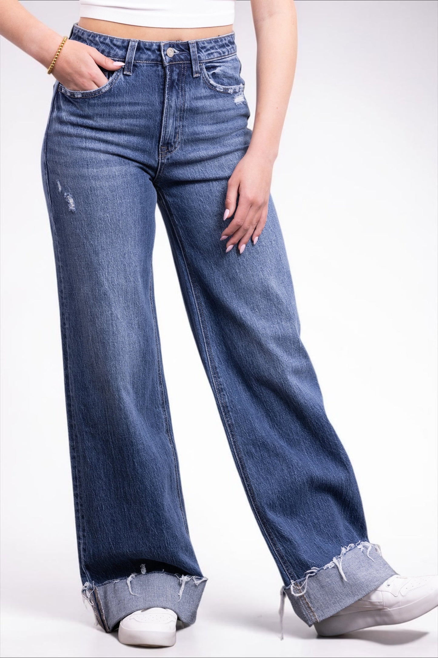 The Naomi Super High-Rise Relaxed Fit Wide Leg Denim