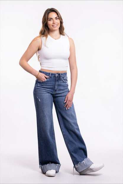 The Naomi Super High-Rise Relaxed Fit Wide Leg Denim