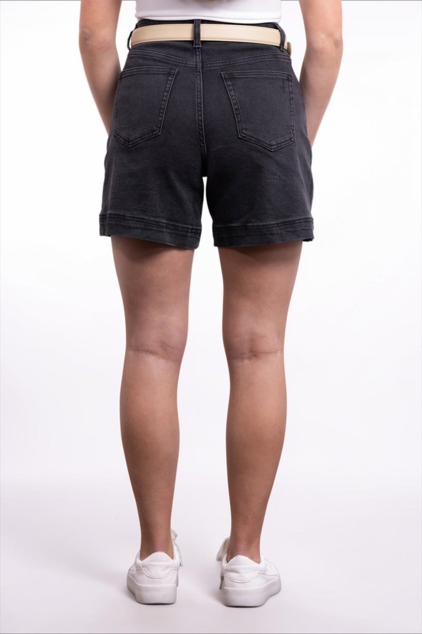 The Koda High-Rise Denim Shorts - Black