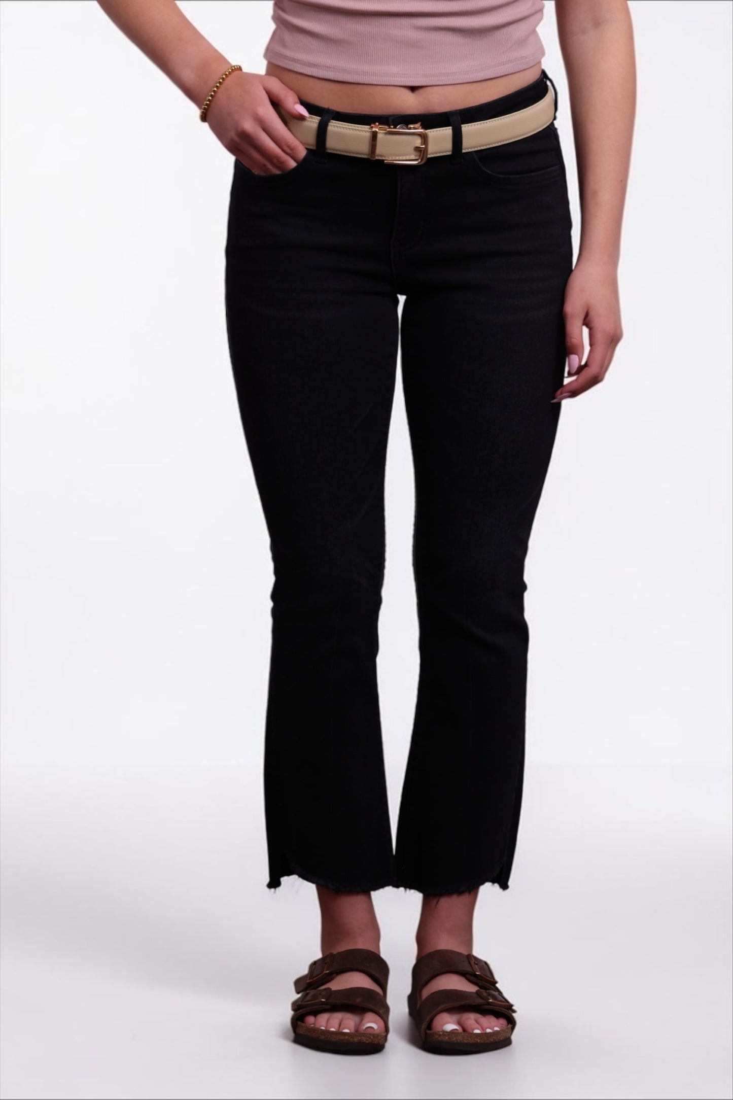 The Knox Mid-Rise Tummy Control Cropped Bootcut Jeans - Vintage Black