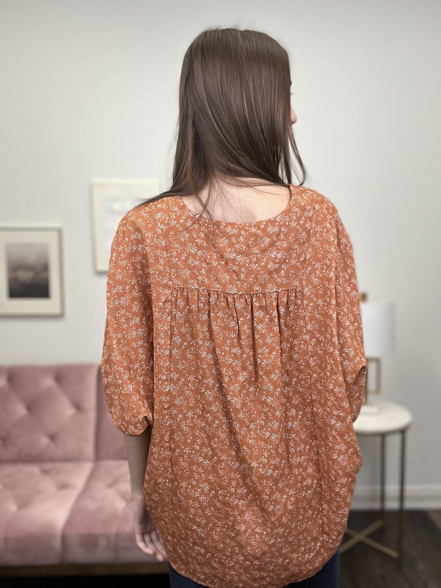 No Need To Rush Cotton Oversized Pleated 1/2 Sleeve Top