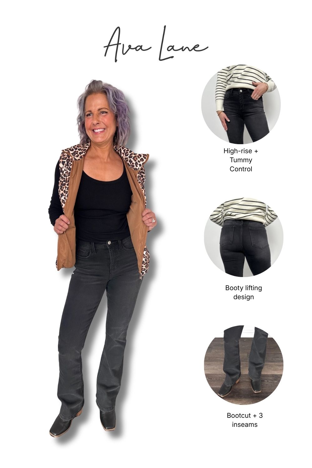 The Rachel High-Rise Tummy Control Bootcut Jeans - Three Inseams (Black)