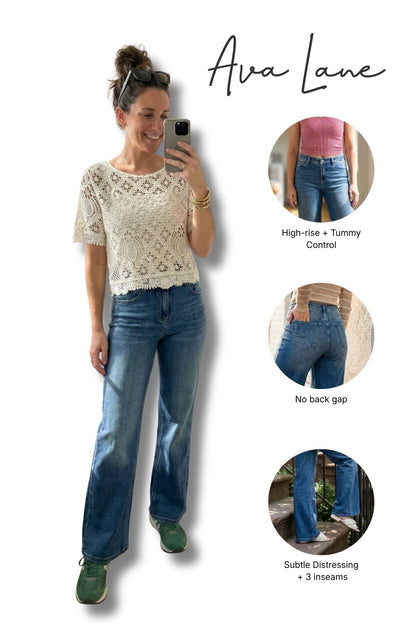 The Shelby High-Rise Wide Leg Tummy Control Jeans- Three Inseams