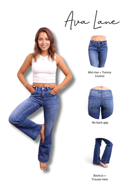The Georgia Mid-Rise Tummy Control Vintage Blue Bootcut Jeans