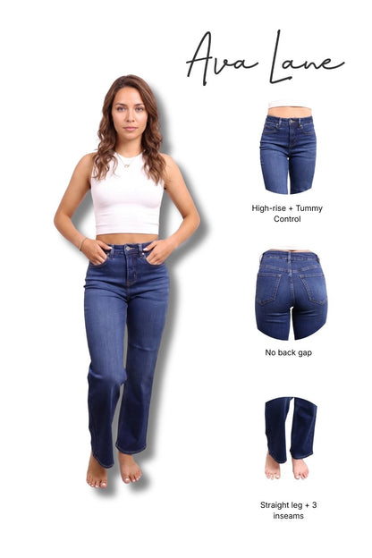 The Marie High-Rise Tummy Control Straight Leg Jeans - Three Inseams