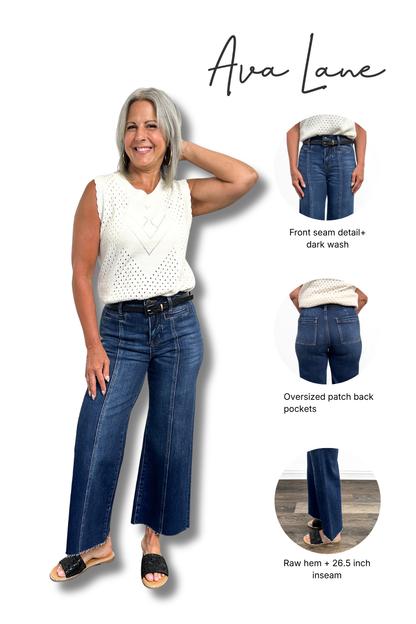 The Raya High-Rise Tummy Control Raw Hem Wide Leg Jeans