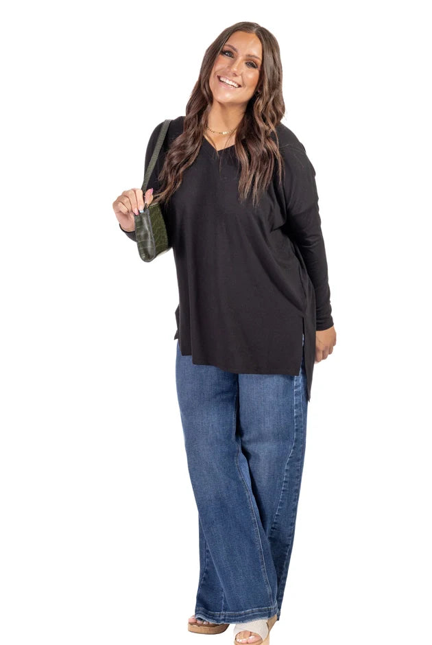 Women's V-Neck Layering Long Sleeve Tunic Top