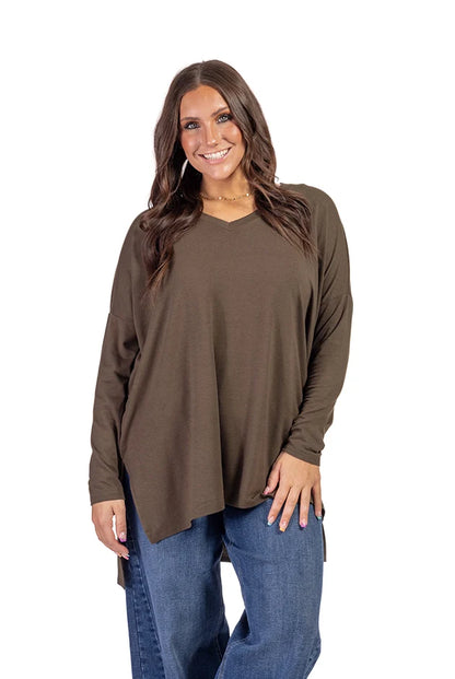 Women's V-Neck Layering Long Sleeve Tunic Top