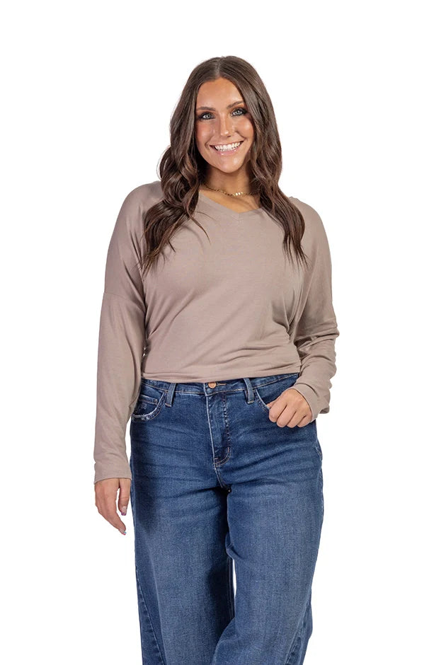 Women's V-Neck Layering Long Sleeve Tunic Top