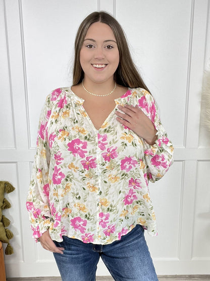 Buy Myself Flowers Women's Floral Long Sleeve Top