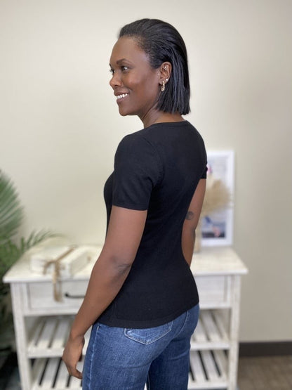 Pay It Forward Women's Soft Knit Short Sleeve Sweater Top