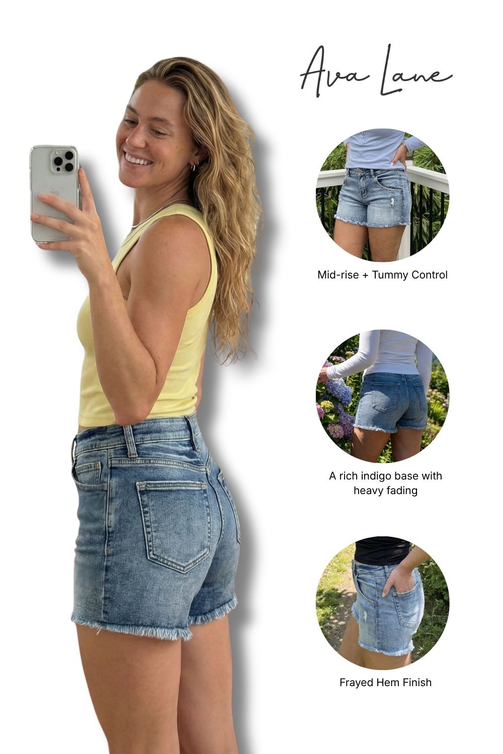 The Zadie Mid-Rise Tummy Control Distressed Denim Shorts