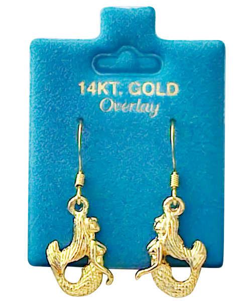 Made in USA Mermaid Dangle Earrings Gold or Silver