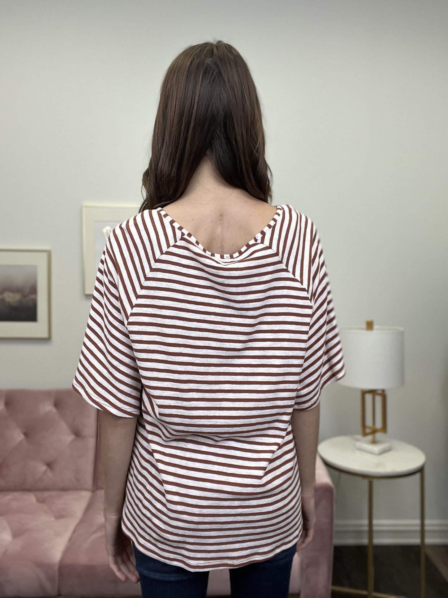 Sweet Honey Women's Striped Short Sleeve Top