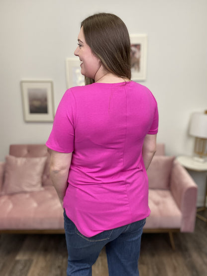 Oh So Glamorous Women's Hi-Lo Classic Short Sleeve Top