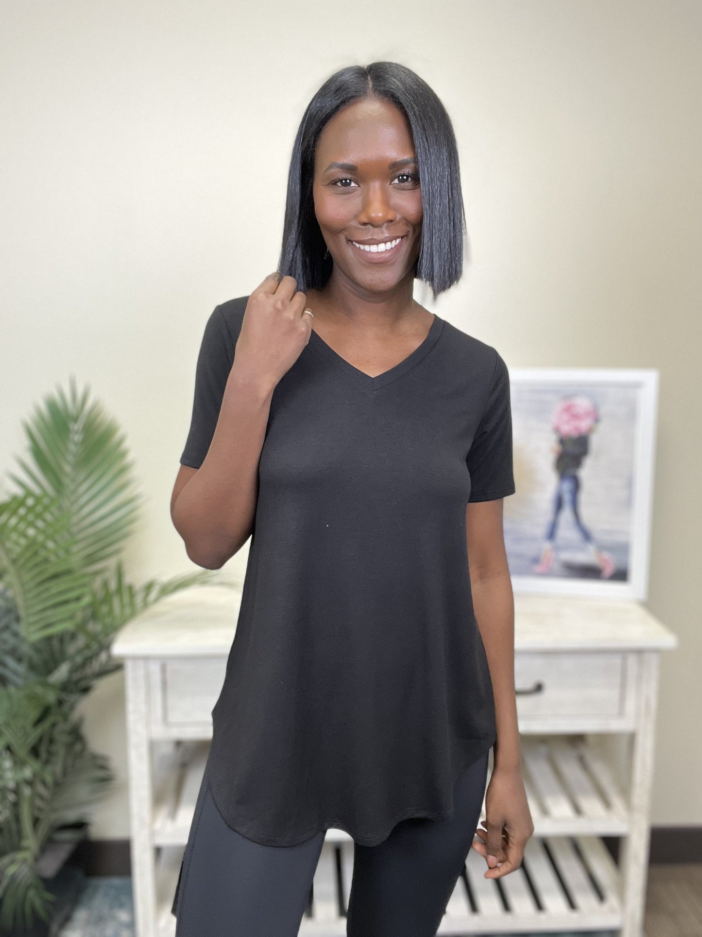 Oh So Glamorous Women's Hi-Lo Classic Short Sleeve Top