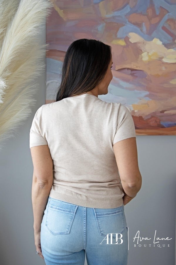 Pay It Forward Women's Soft Knit Short Sleeve Sweater Top