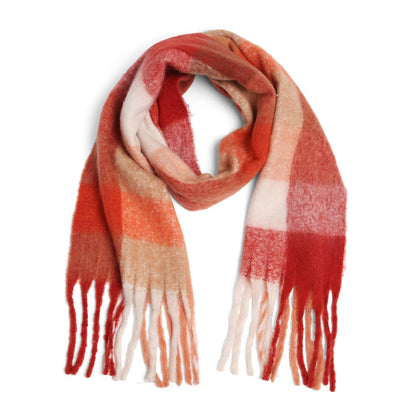 Multi-Color Plaid Oblong Scarf Shawl with Fringe