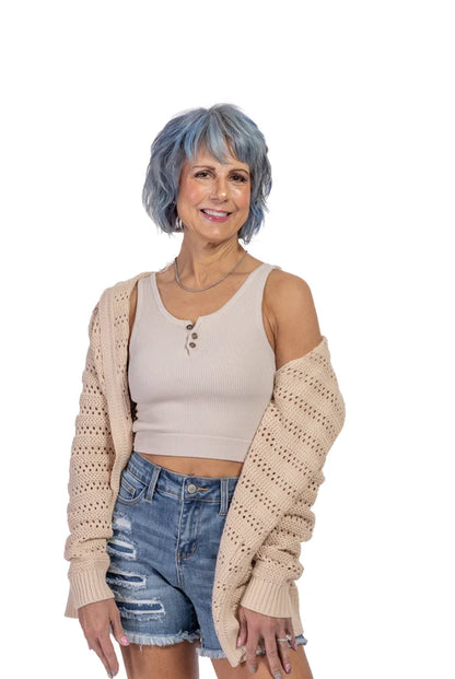 Women's Ribbed Button Detail Bralette