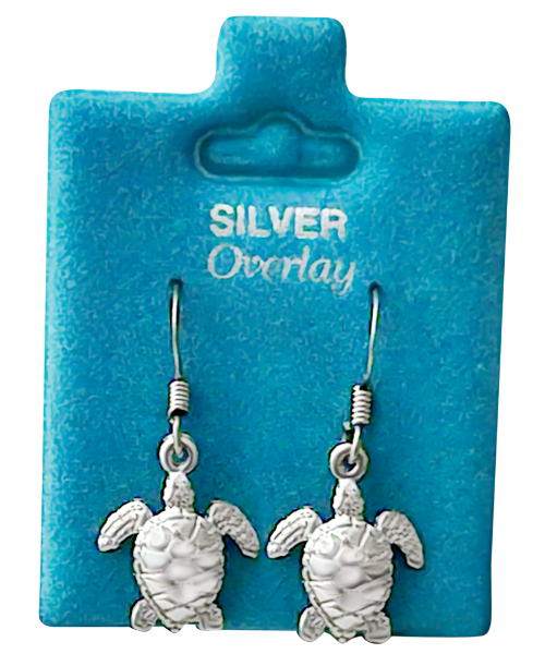 Made In USA Sea Turtle Dangle Earrings Gold or Silver