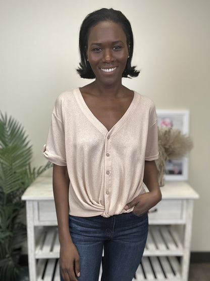 Let's Get Twisted Women's Twist Front Short Sleeve Top