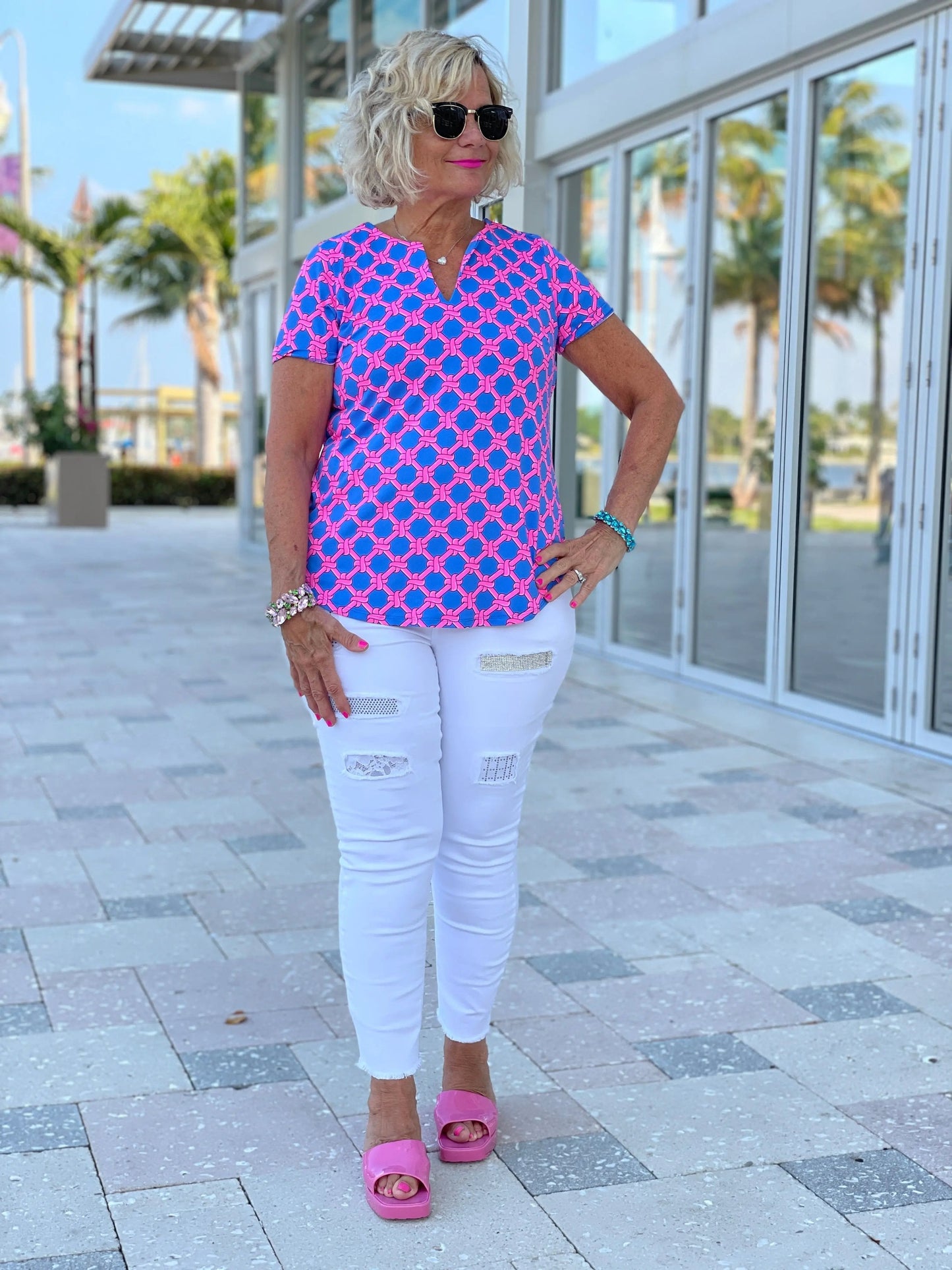 PINK SPADE SHORT SLEEVE TOP