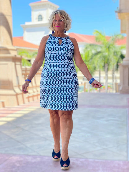 MELINA BLUE KEYHOLE DRESS