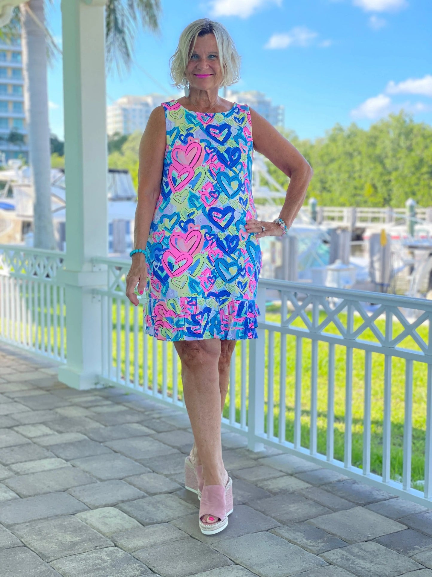 SECRET LOVE HEART SHIFT RUFFLE DRESS