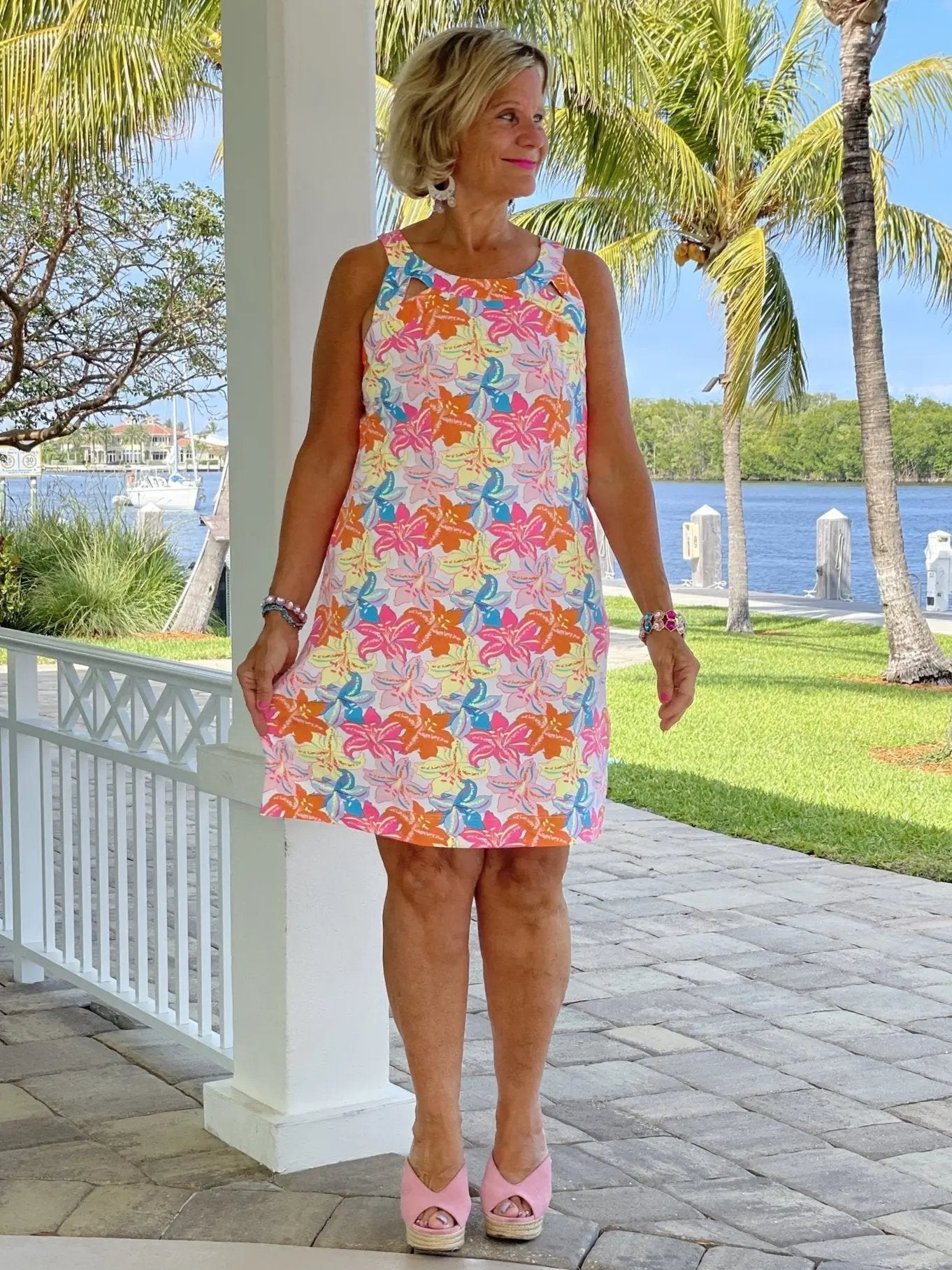 PALM BEACH GARDEN HALTER DRESS