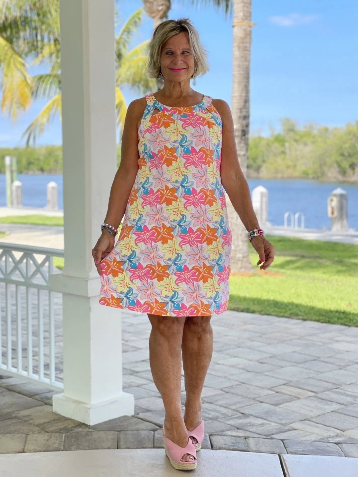 PALM BEACH GARDEN HALTER DRESS