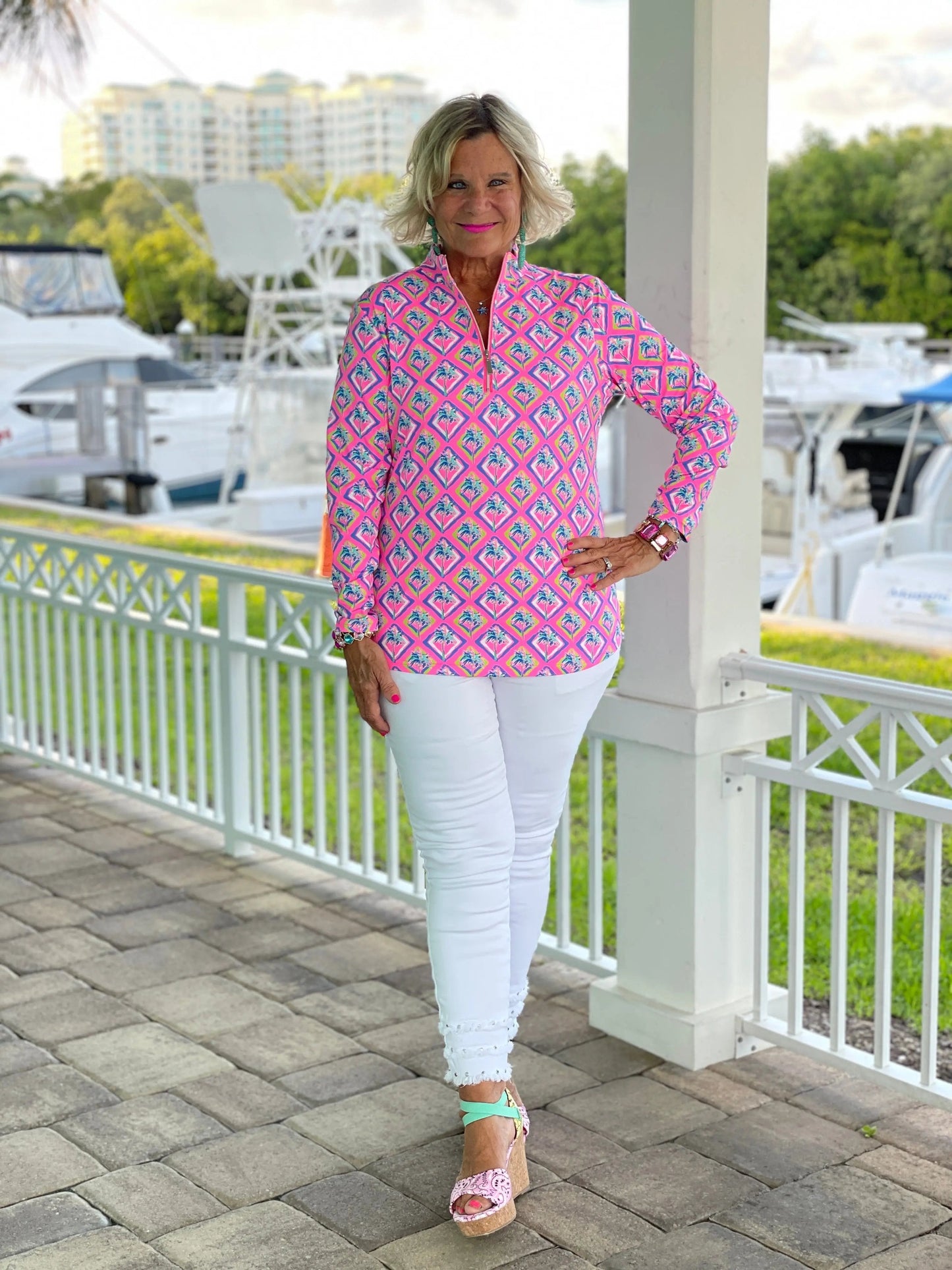 PALM TREE SIESTA HALF ZIPPER