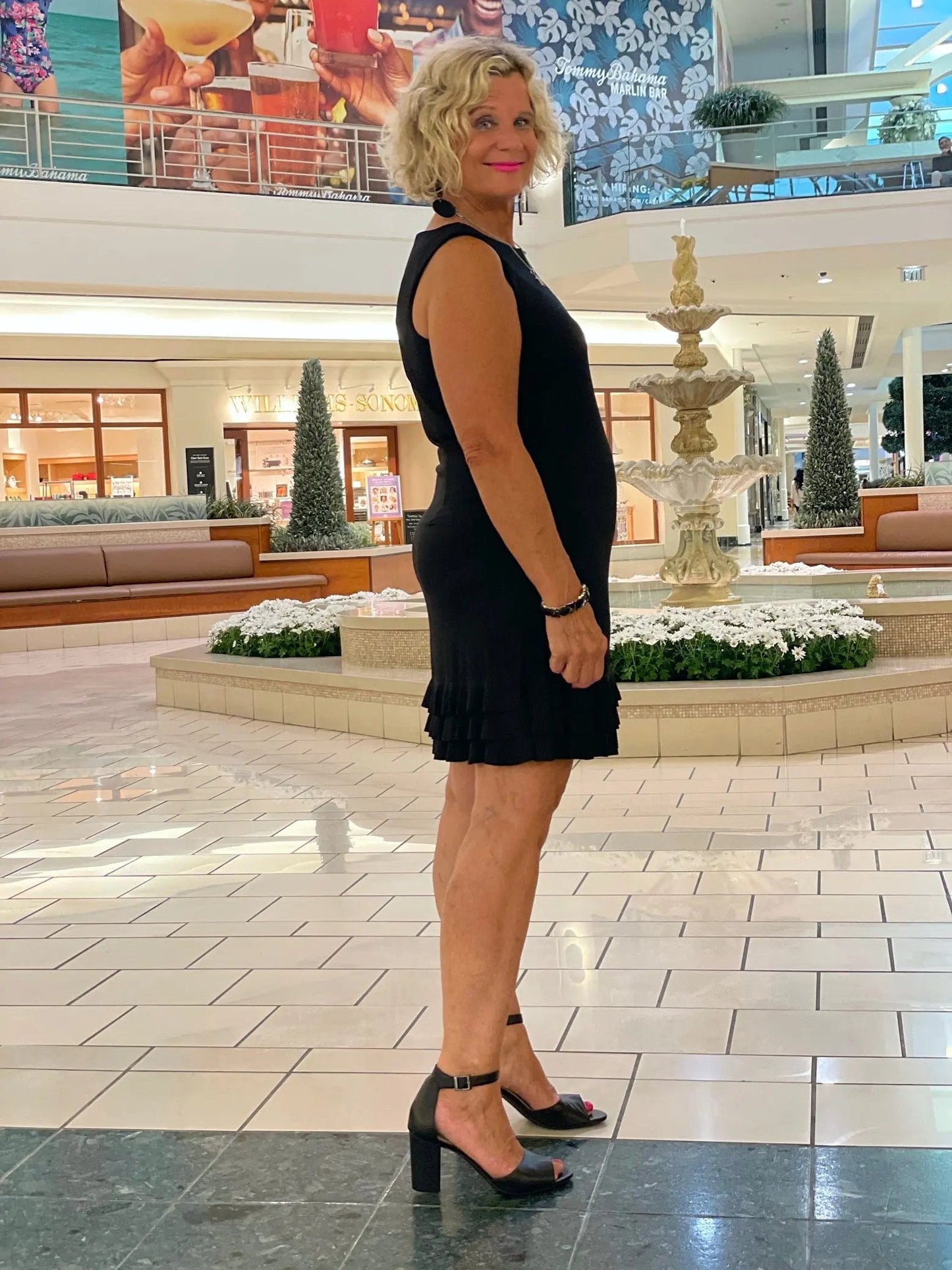 SIERRA BLACK SHIFT RUFFLE DRESS