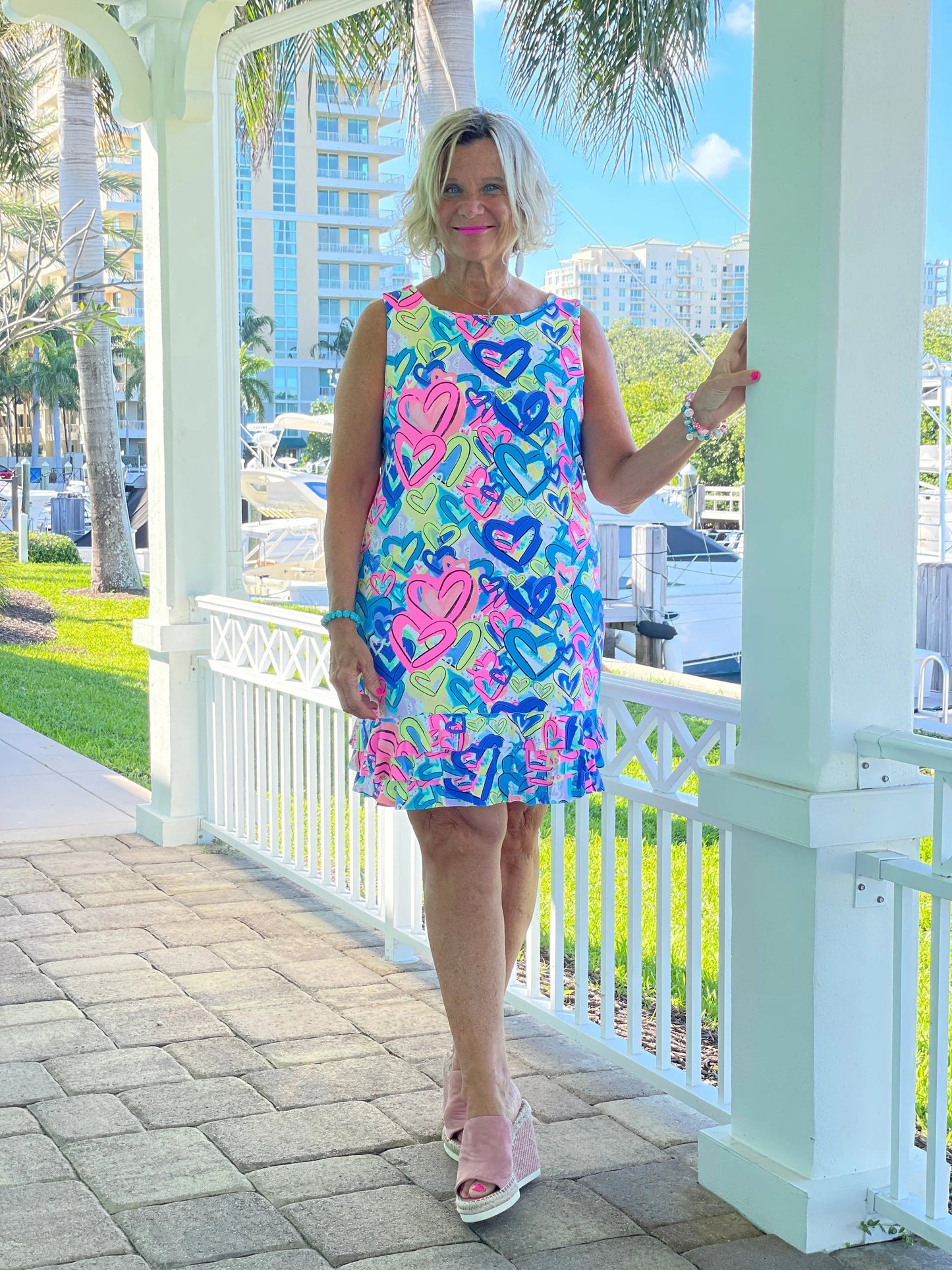 SECRET LOVE HEART SHIFT RUFFLE DRESS