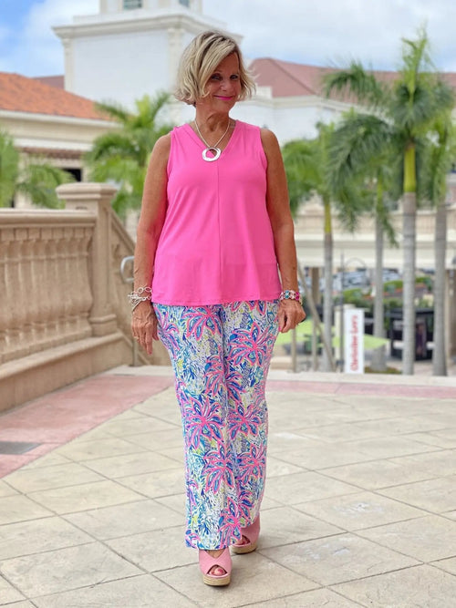 PINK PALM TREE PALAZZO PANT
