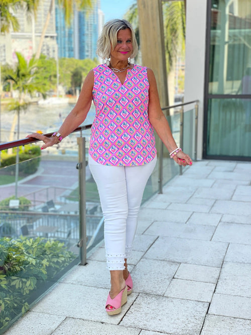 PALM TREE SIESTA SLEEVELESS V NECK