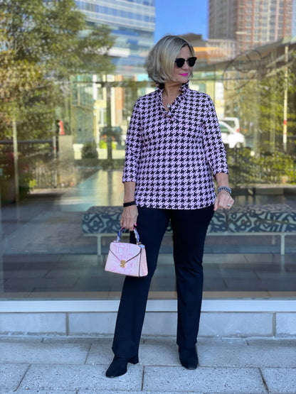 PINK HOUNDSTOOTH RUFFLE