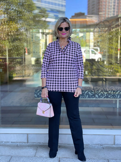 PINK HOUNDSTOOTH RUFFLE