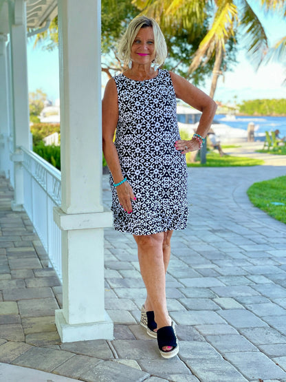 NAPLES DAY SHIFT RUFFLE DRESS