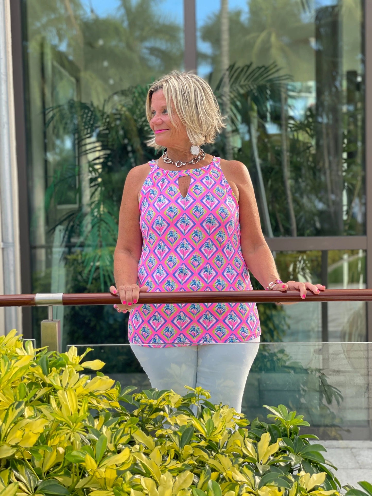 PALM TREE SIESTA KEYHOLE TOP
