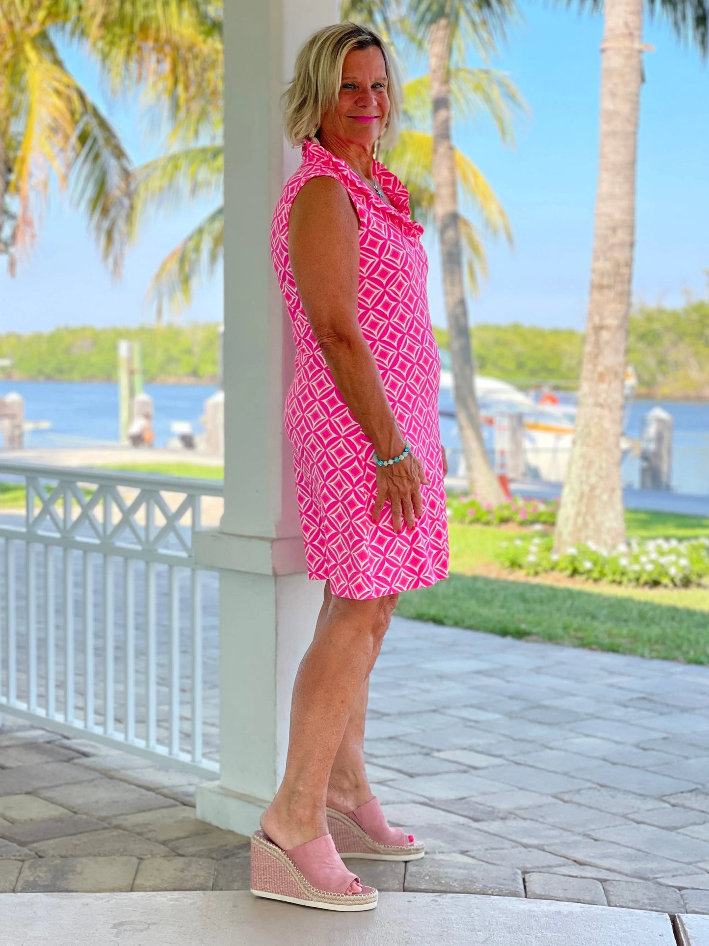 PINK DIAMONDS RUFFLE DRESS