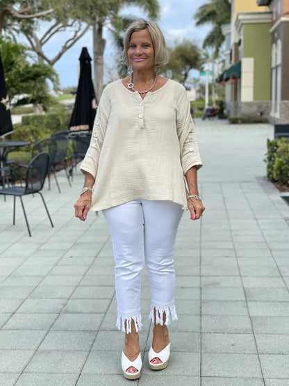 STONE WAFFLE 3 BUTTON TOP