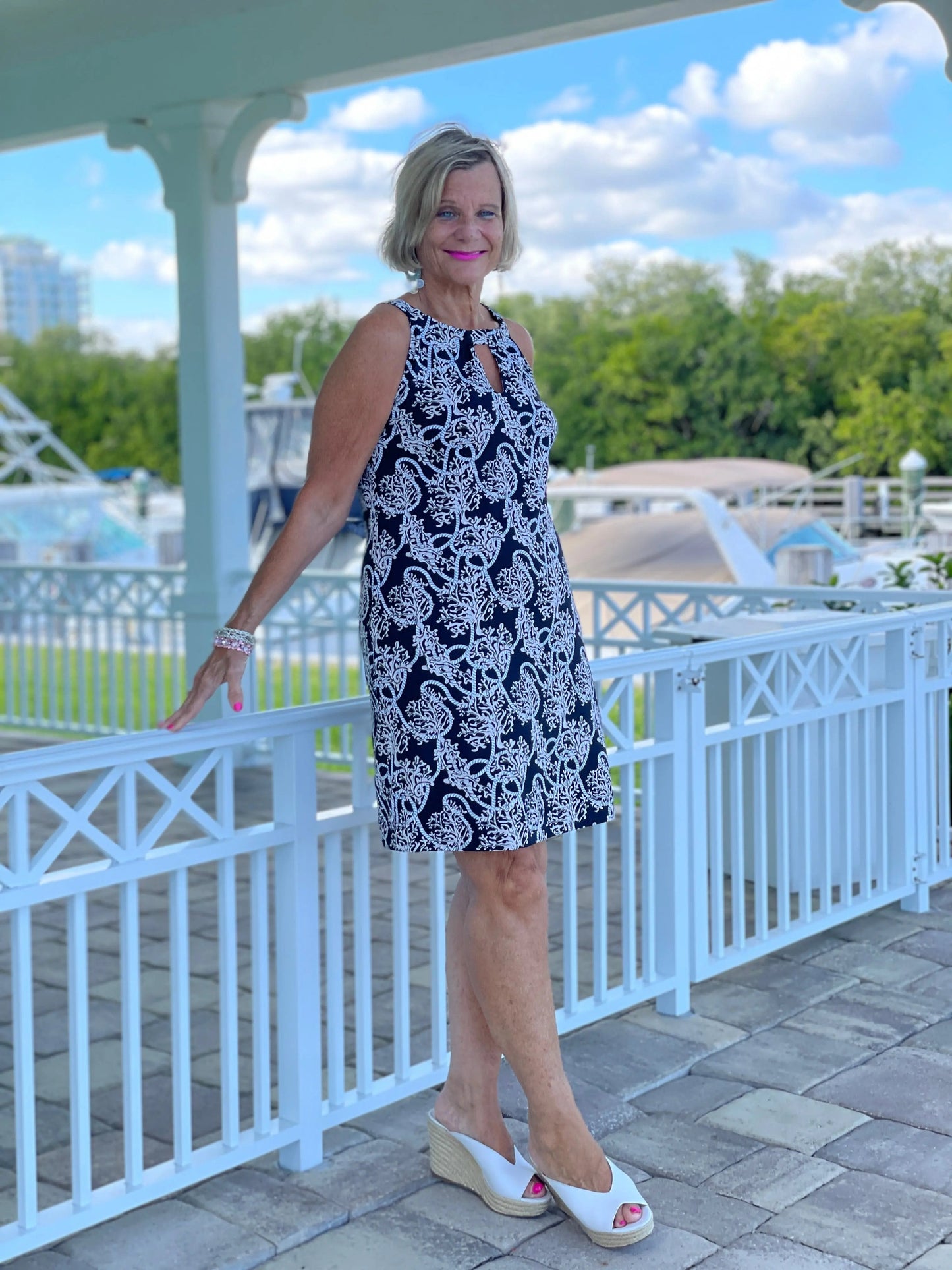 NAUTICAL LANE KEYHOLE DRESS