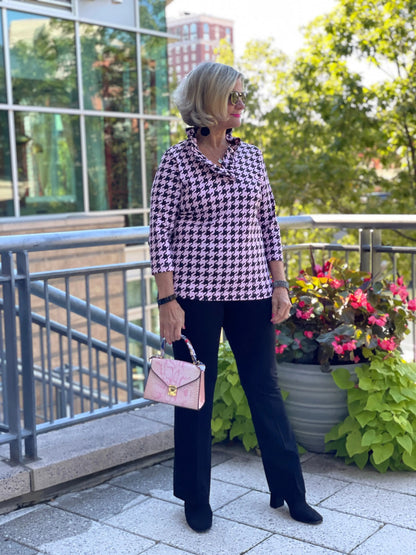 PINK HOUNDSTOOTH RUFFLE