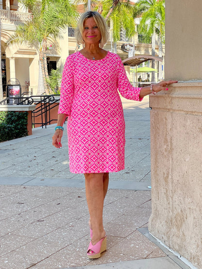 PINK DIAMONDS SLEEVE DRESS