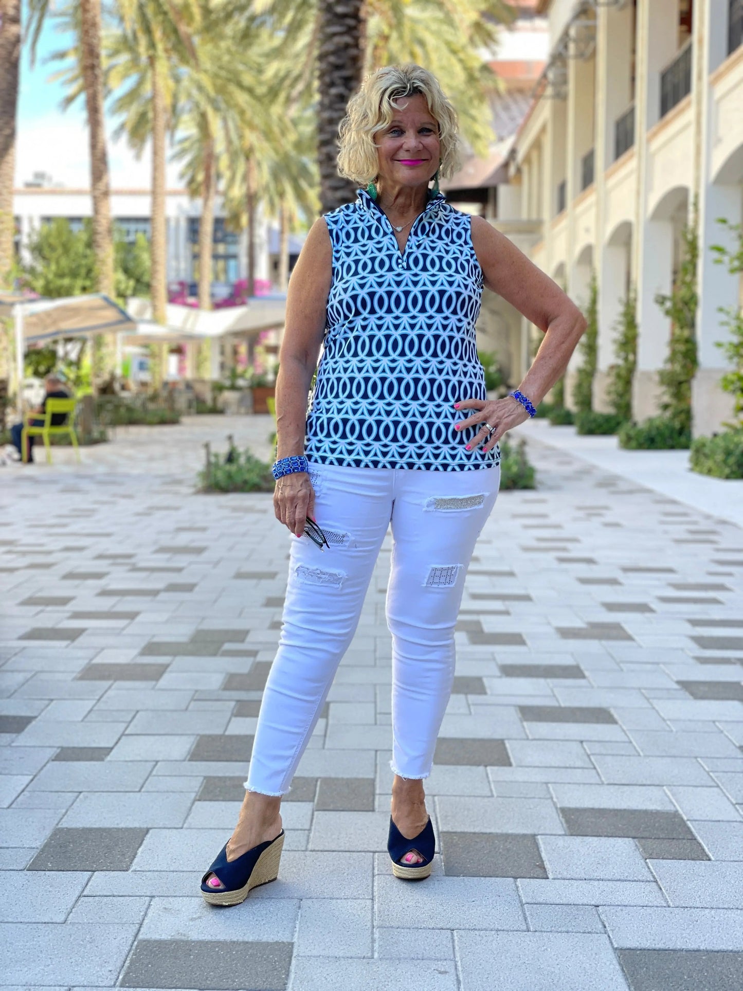 MELINA BLUE SLEEVELESS ZIPPER