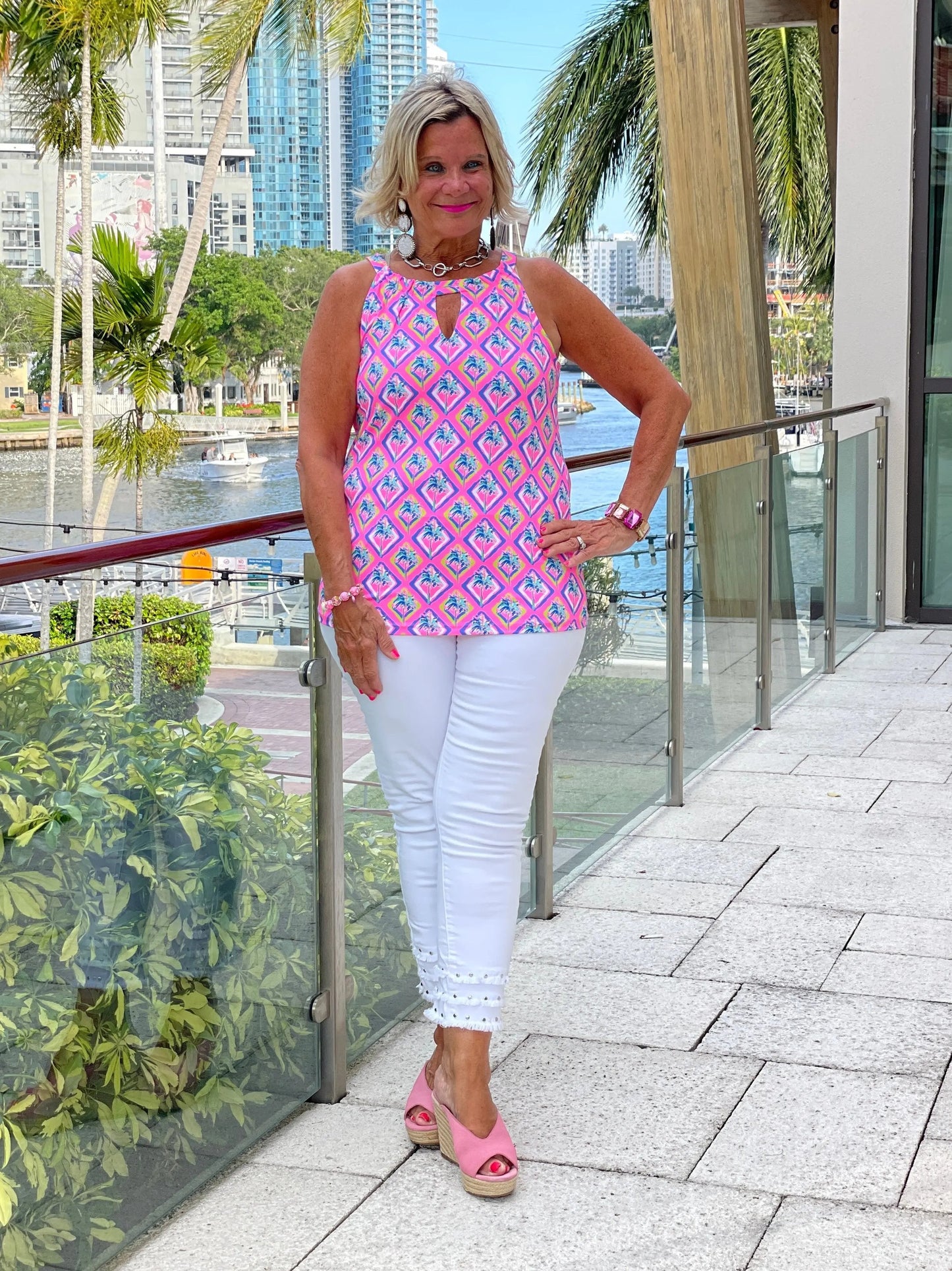 PALM TREE SIESTA KEYHOLE TOP
