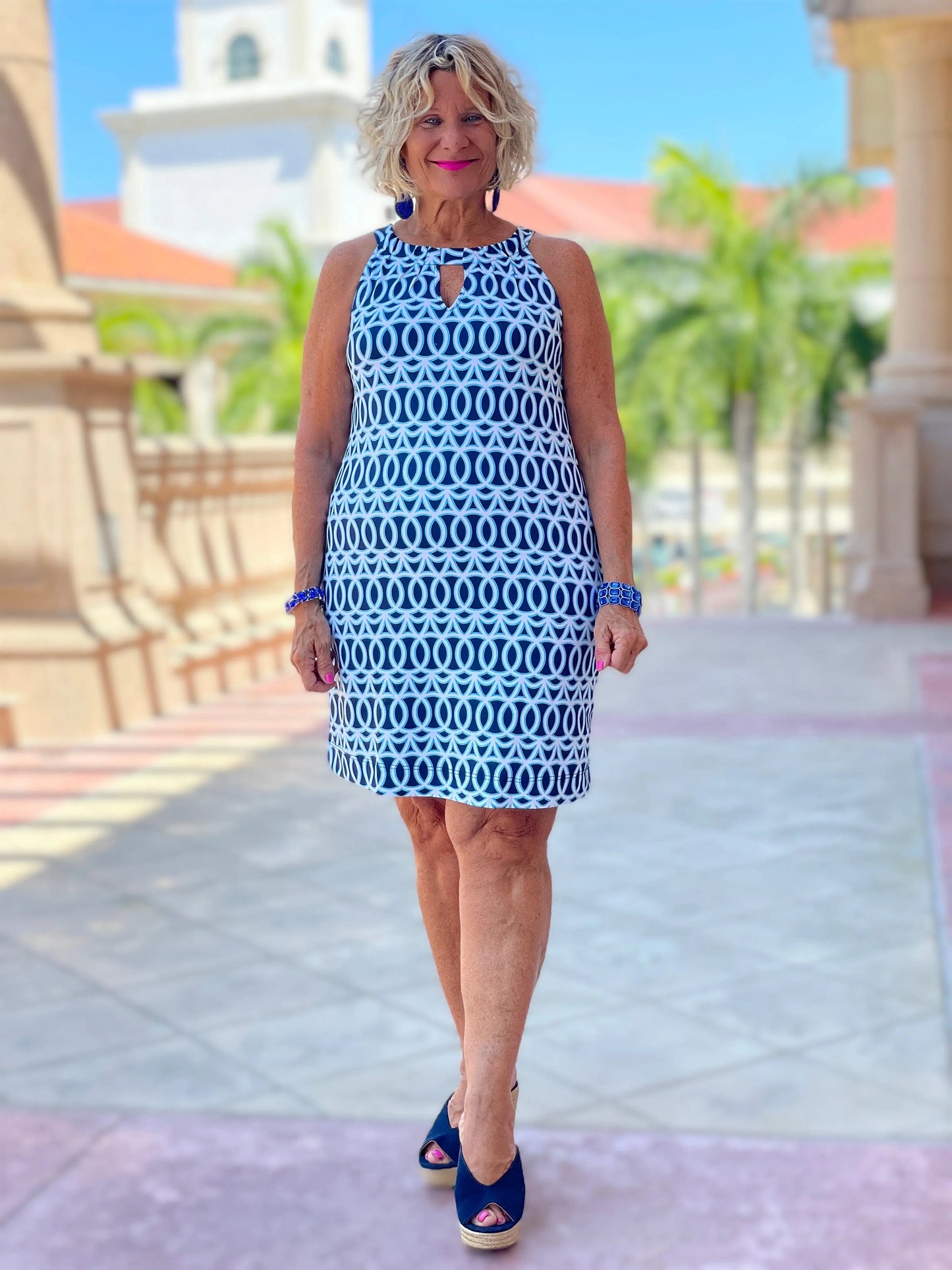MELINA BLUE KEYHOLE DRESS