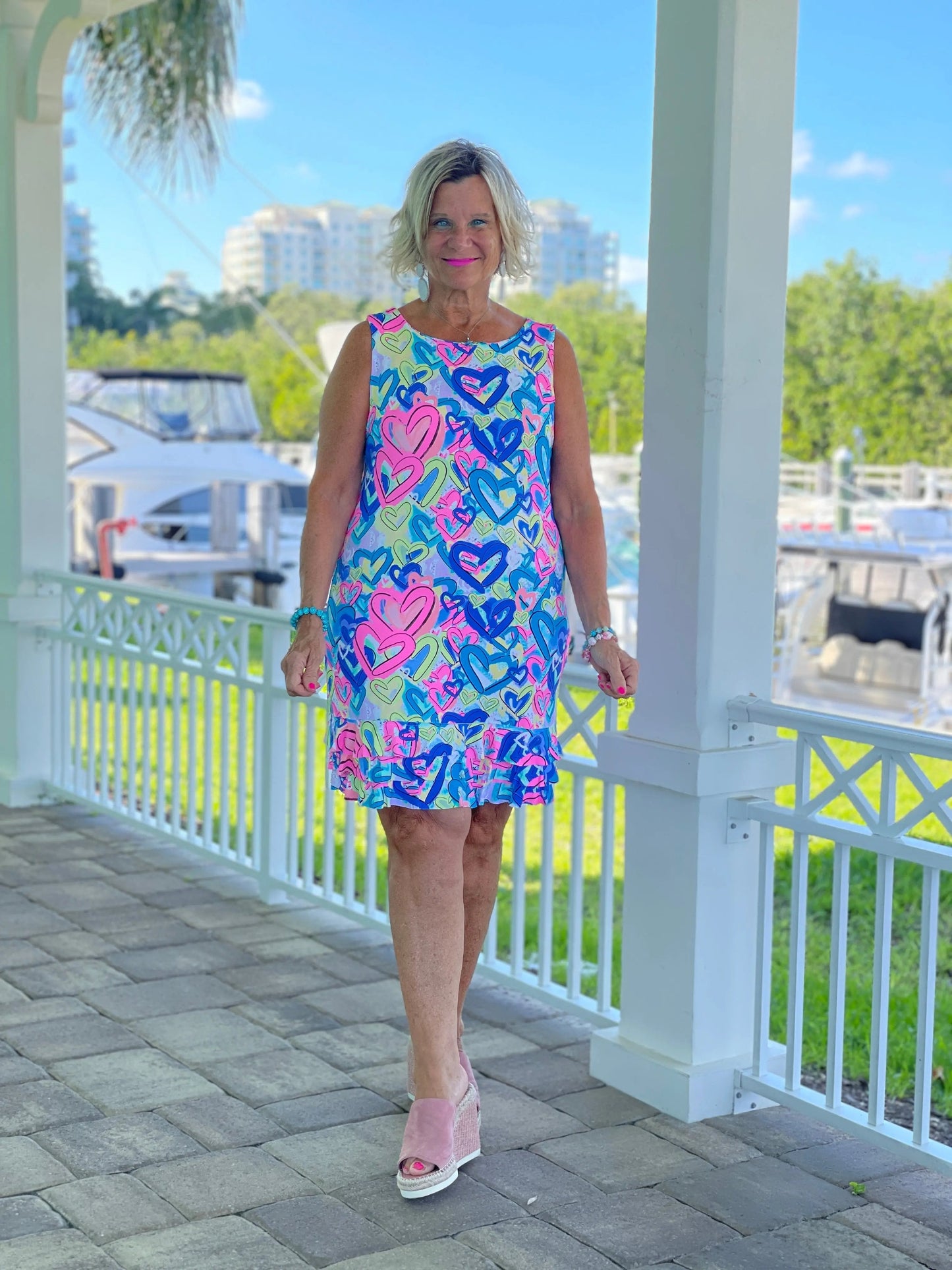 SECRET LOVE HEART SHIFT RUFFLE DRESS